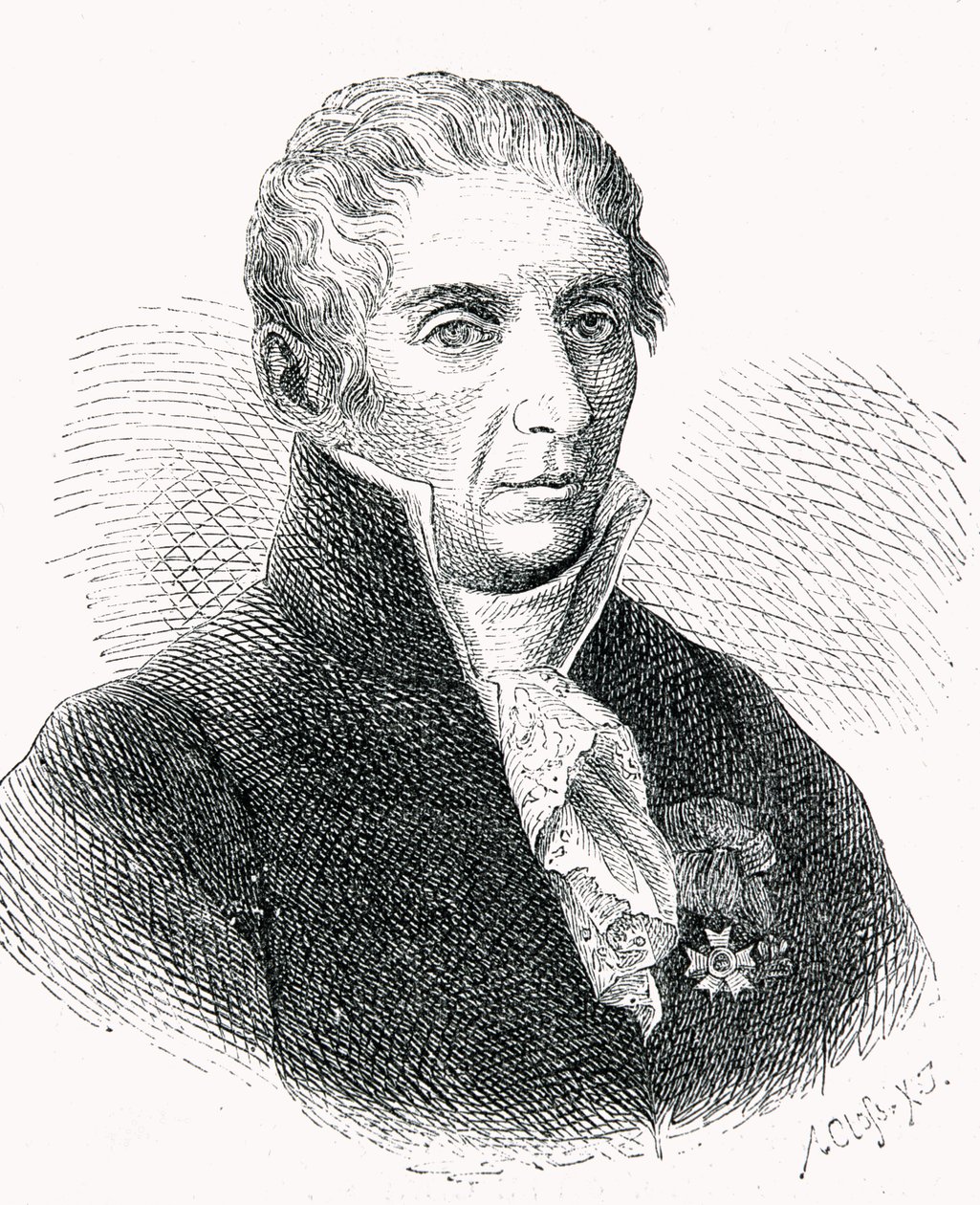 Greve Alessandro Volta (1745-1827) graverad av Adolf Closs (1840-94) av German School