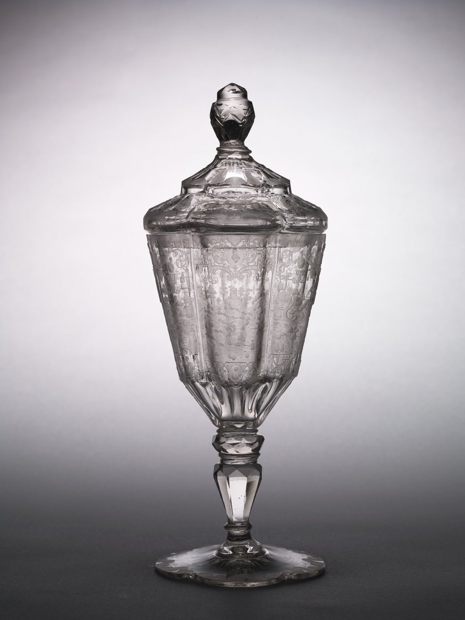 Täckt kopp, Schlesien, ca 1725 (glas) av German School