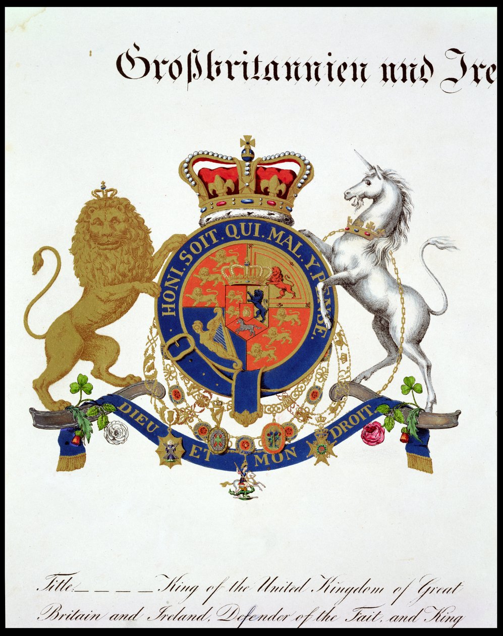 Vapen av kungen av Storbritannien och Irland, trons försvarare och kung av Hannover (ca 1801-37) (se även 111318) av German School