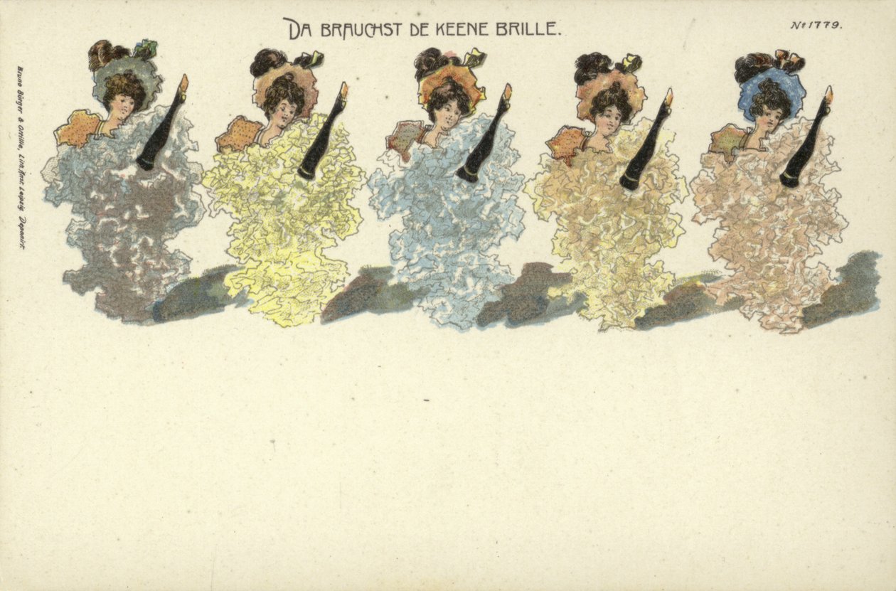 Da Brauchst De Keene Brille (färglitografi) av German School