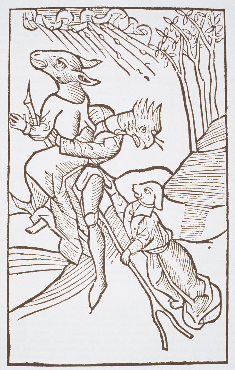 Avgång till sabbaten, kopia av en illustration från Von den Unholden oder Hexen av Ulrich Molior, Constanz 1489, använd i en magisk historia, publicerad i slutet av 1800-talet av German School