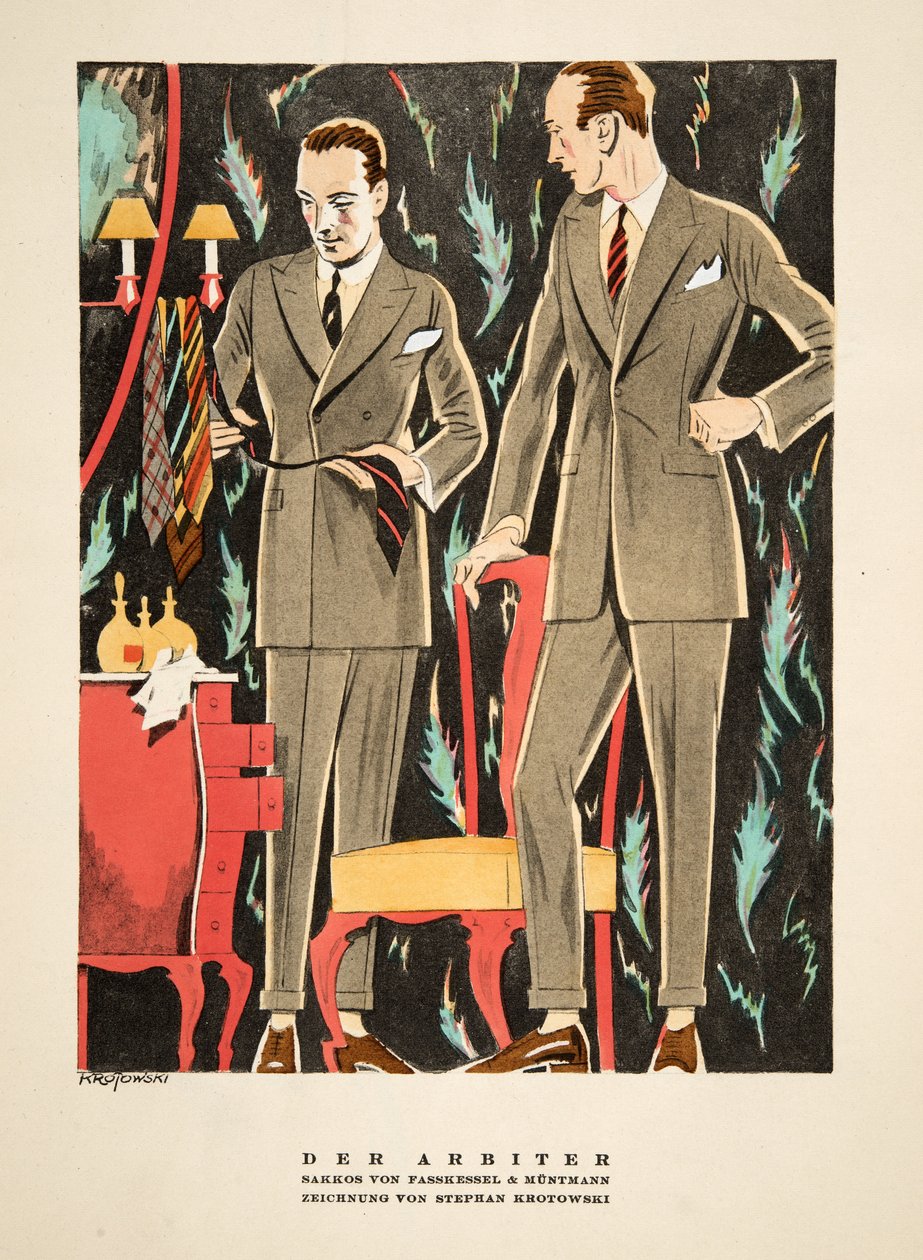 Der Arbiter, outfits av Fasskessel & Muntmann, från Styl, pub.1922 (pochoirtryck) av German School