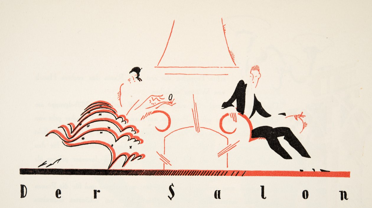 Der Salon från Styl, pub.1922 (stenciltryck) av German School