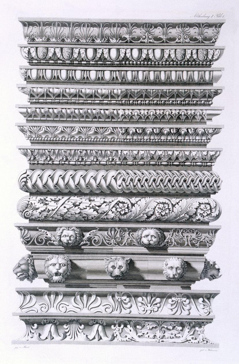 Mönster för taklister, 1856 av German School