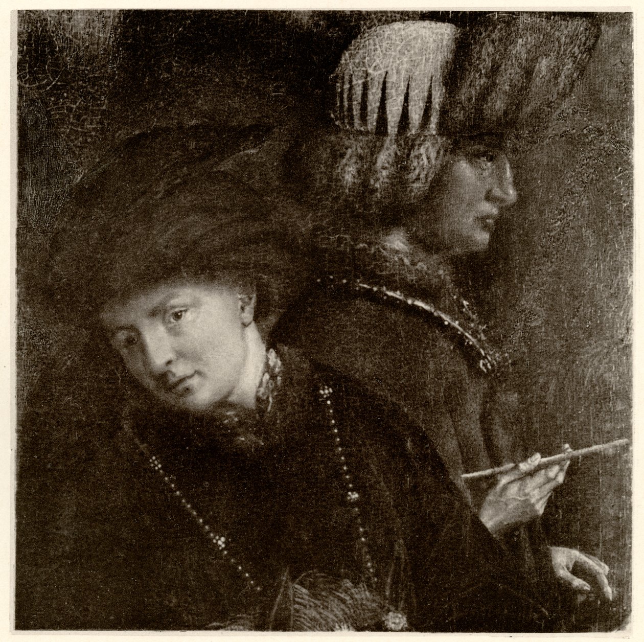 Die Brüder Van Eyck, Hubert van Eyck (1366 - 1426), Jan van Eyck (1386 - 1440), 1884-90 (fototyp) av German School