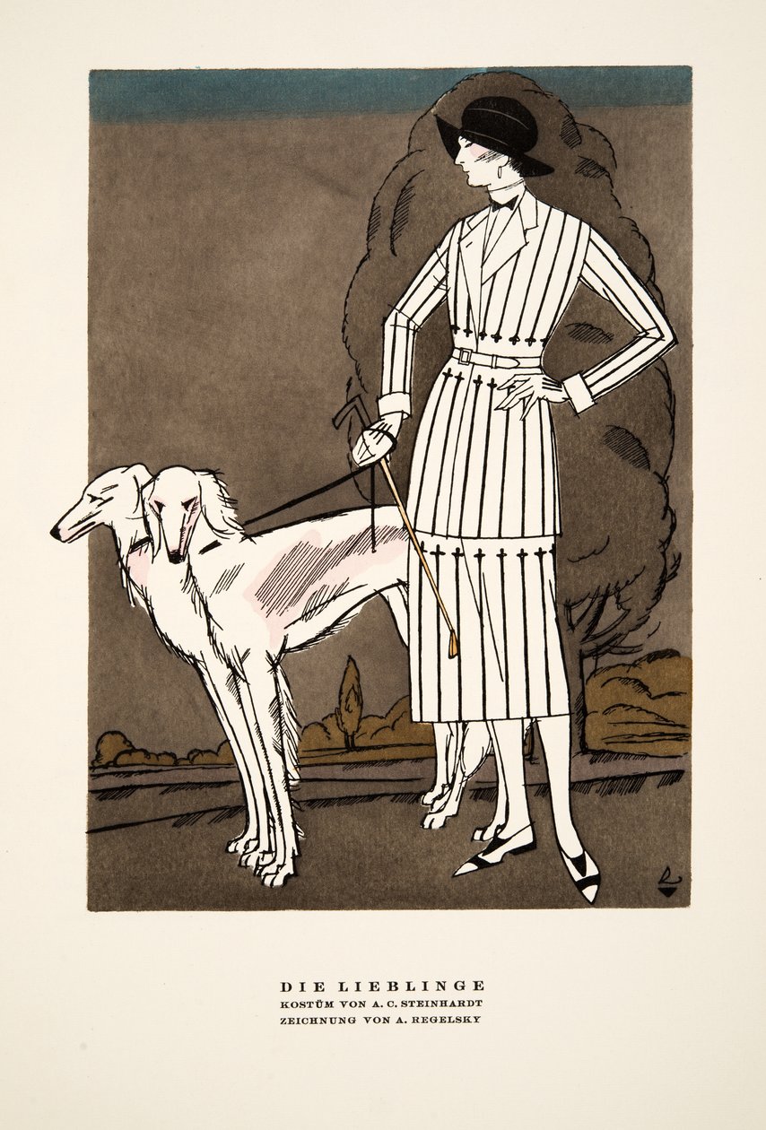 Die Lieblinge", annons för Fashion av A C Steinhardt, ur Styl, utg.1922 (pochoirtryck) av German School