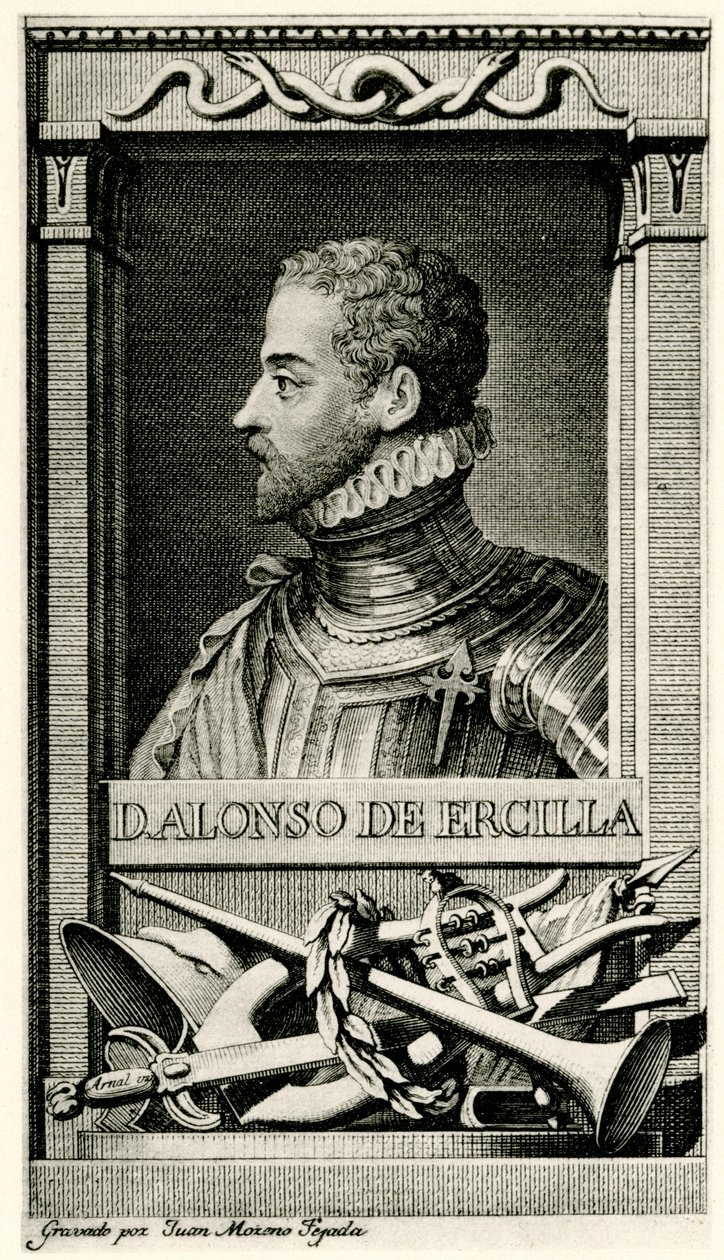 Don Alonso de Ercilla och Zuniga av German School