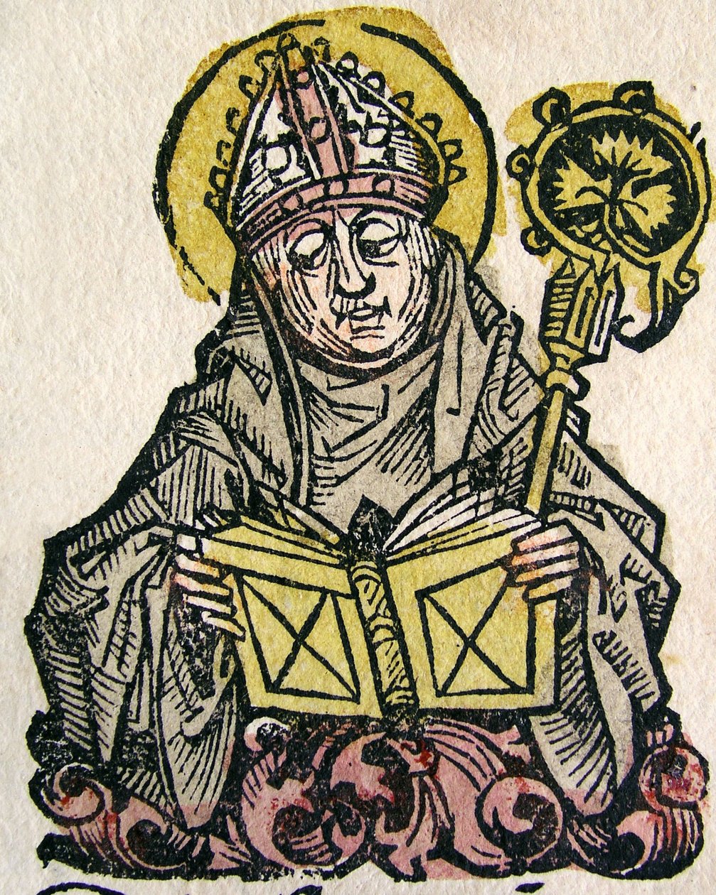 Edmund Rich, ärkebiskopen av Canterbury, publicerad i Nuremberg Chronicle, 1493 av German School