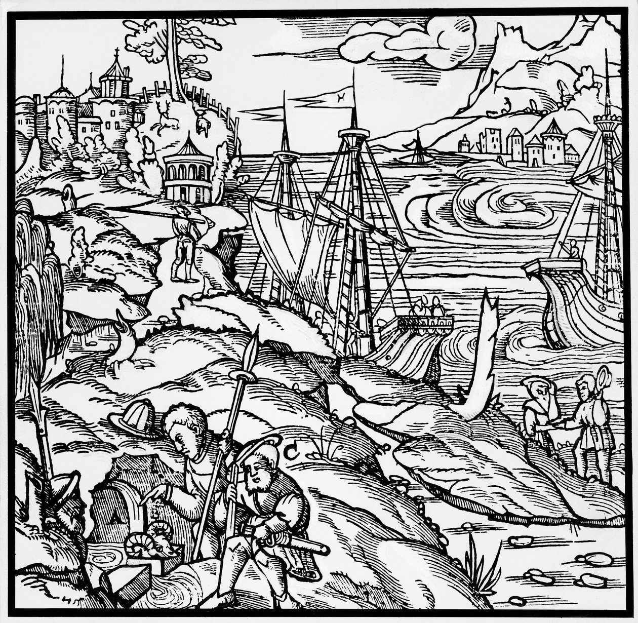 Gravyr från De re metallica (Om metallers natur), av Georg Pawer eller Georgius Agricola (1494-1555) av German School