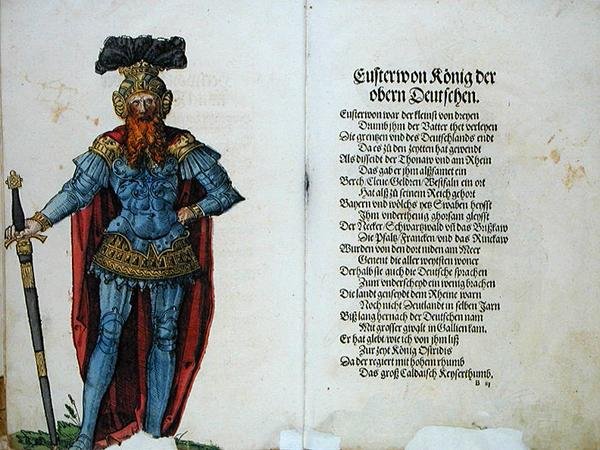 Eusterwon, kung av de övre tyskarna, från "Ursprunget till de första tolv gamla kungarna och prinsarna av den tyska nationen" av German School