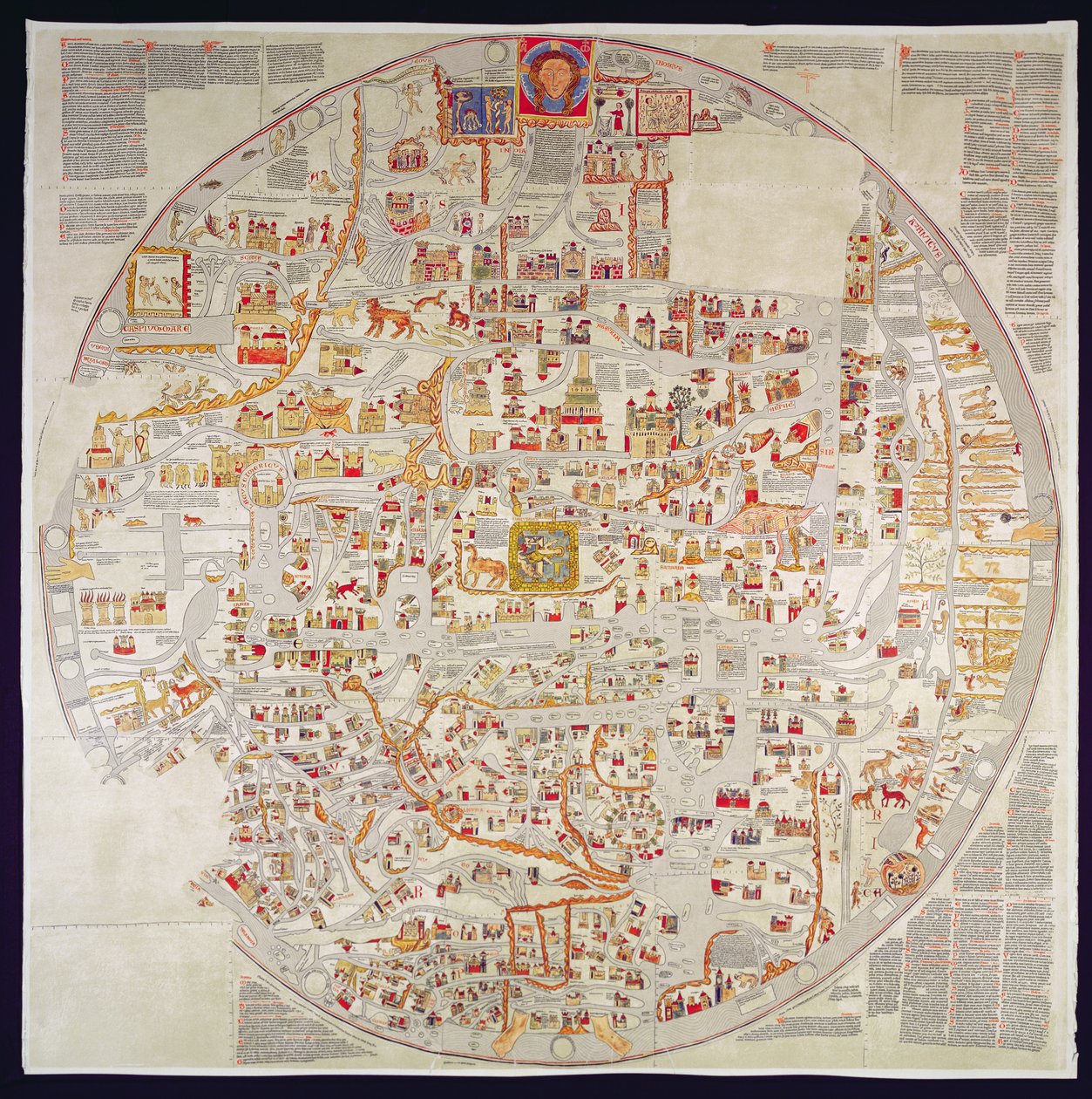 Faksimilkopia av "Ebstorf Mappamundi", gjord för klostret i Ebstorf, nära Luneberg, ca 1339 (tryck) av German School