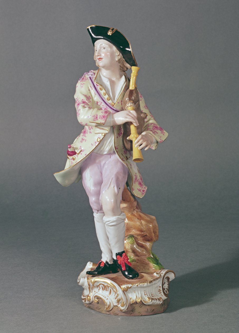 Figur av en galant med rör, Meissen, ca 1850 (keramik) av German School