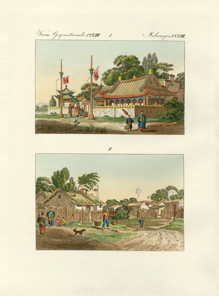 Kinesernas lägenheter (färgad gravyr) av German School