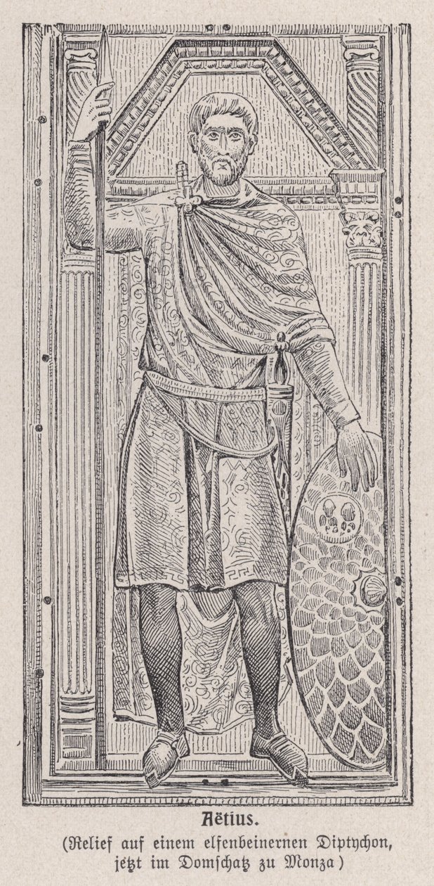 Flavius Aetius, romersk general (gravyr) av German School