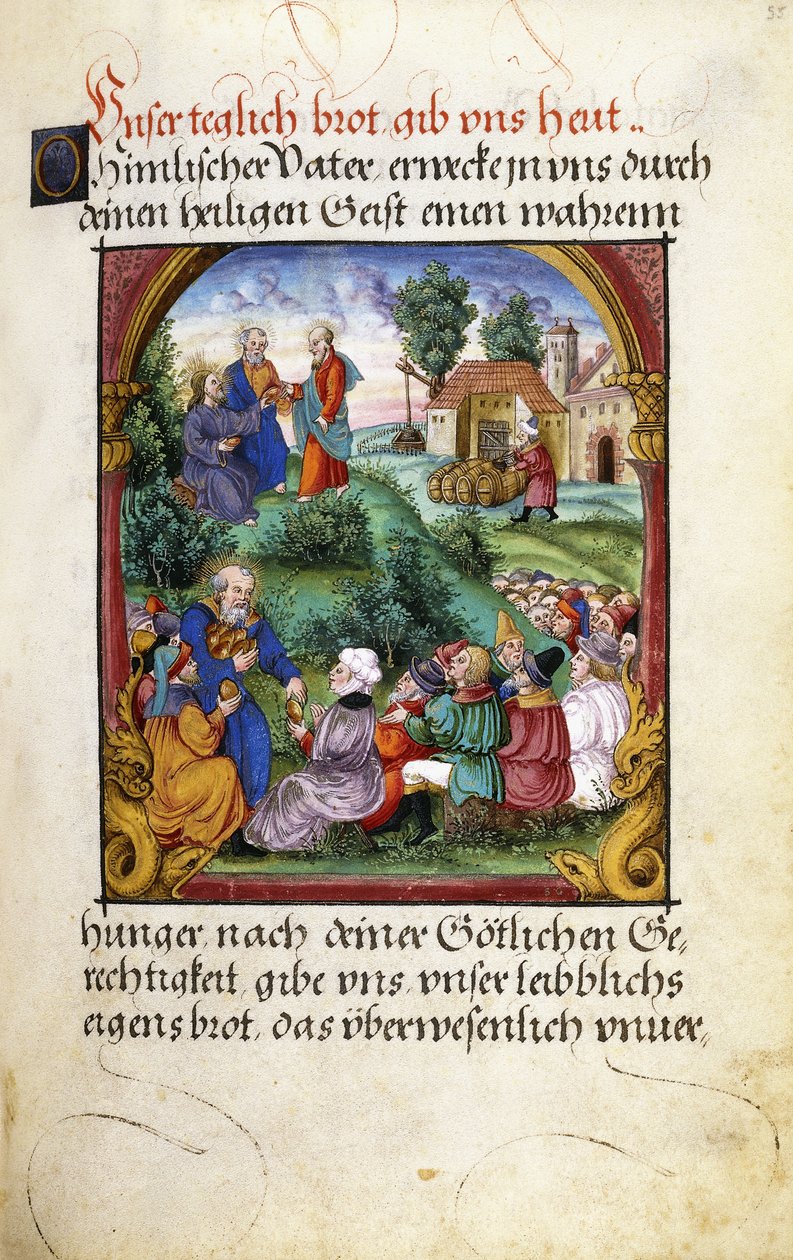Folio 55: The Feeding of the Five Thousand, 1551 av German School