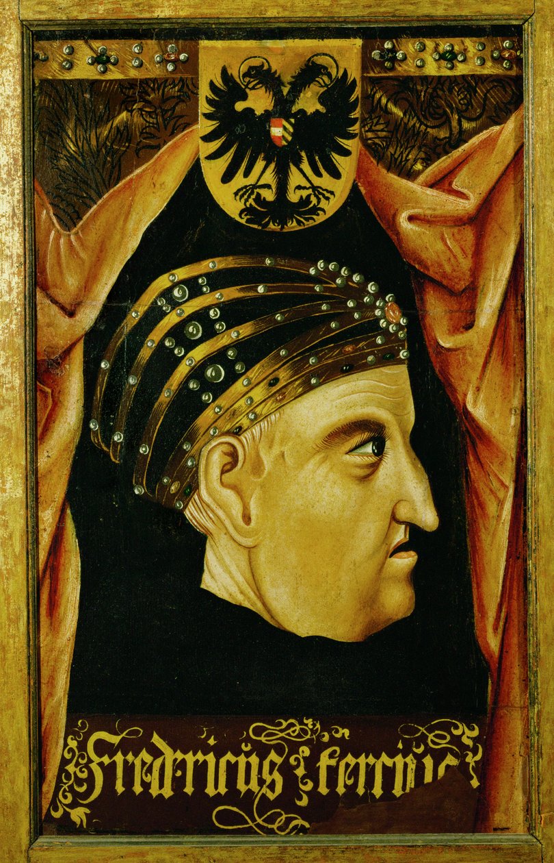 Friedrich III, kejsare Tysk-romerska riket ... (olja på trä) av German School