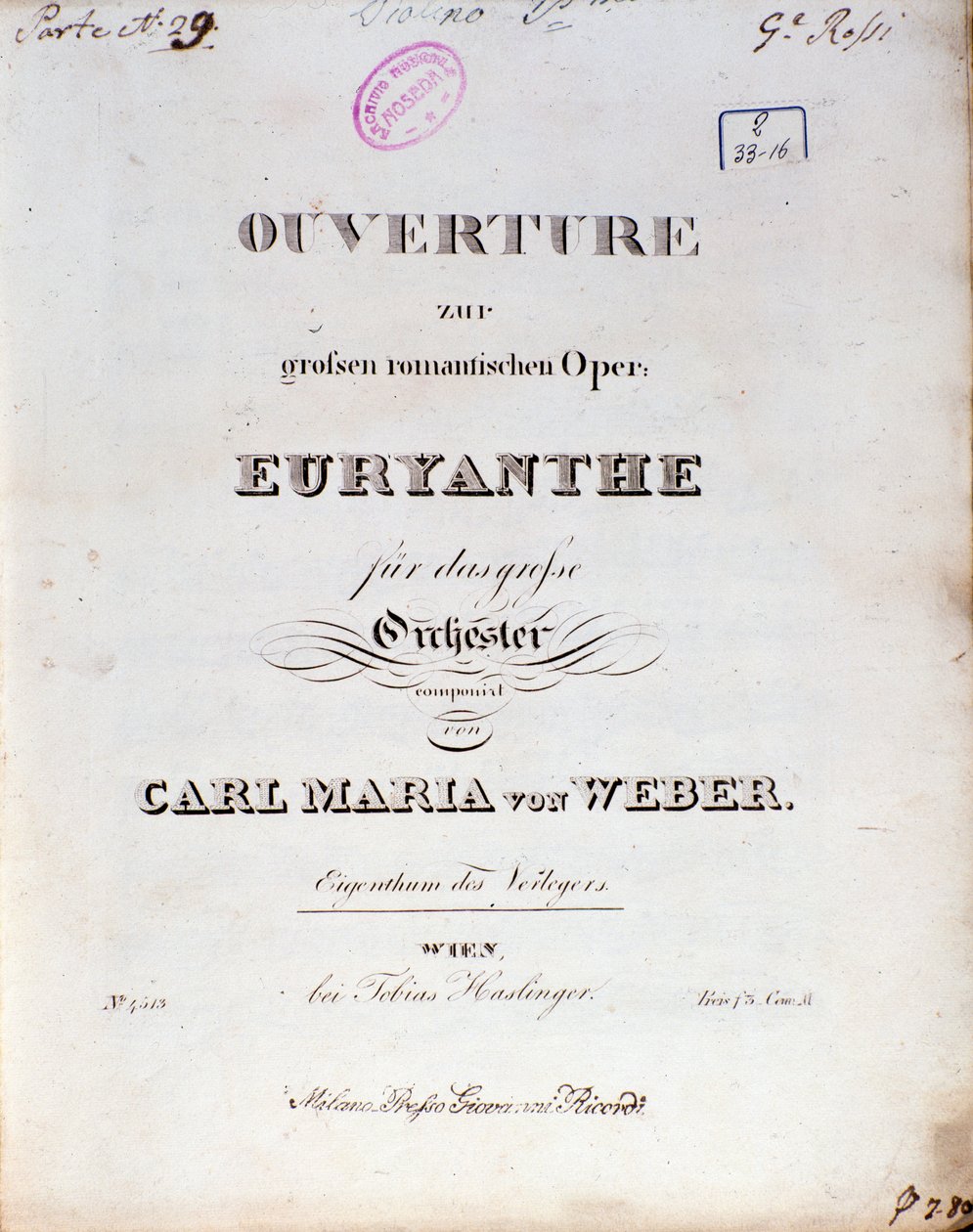 Frontispice från operan "Euryanthe" av Carl von Weber (litho) av German School