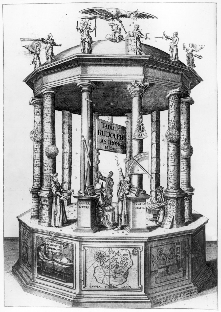 Frontispice till The Rudolphine Tables sammanställd av Johannes Kepler, publicerad 1627 av German School