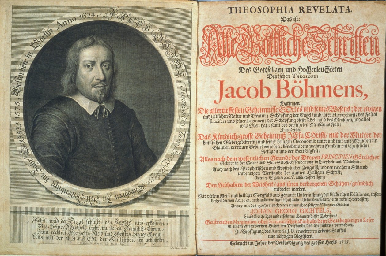 Frontispice till Theosophia Revelata av Jacob Boehme, 1715 (tryck & gravyr) av German School