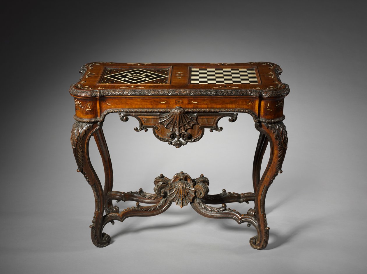 Spelbord, Mainz, ca 1735 (trä och elfenbensintarsia) av German School