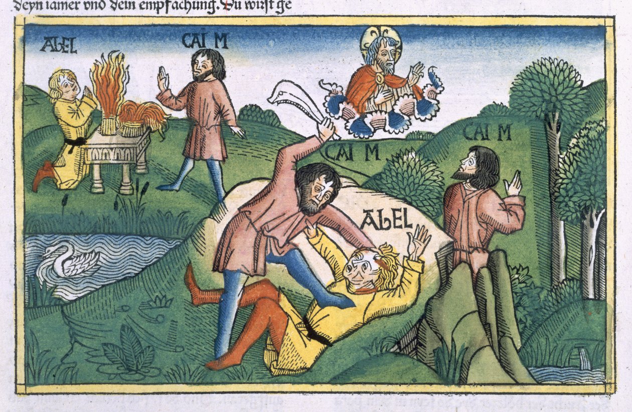 Första Moseboken 4:8 Kain mördar Abel, från 