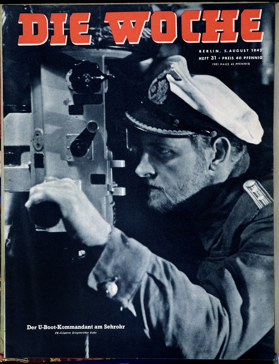 Tyska flottan, U-båtschef i periskopobservation, omslag "" Die Woche", 1942-08-05. av German School
