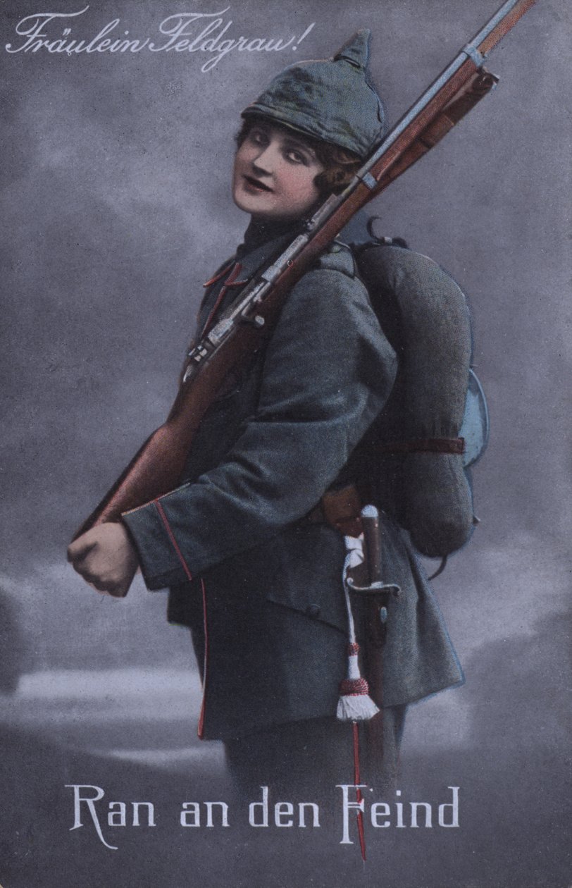 Tysk flicka i militäruniform (färgfoto) av German School