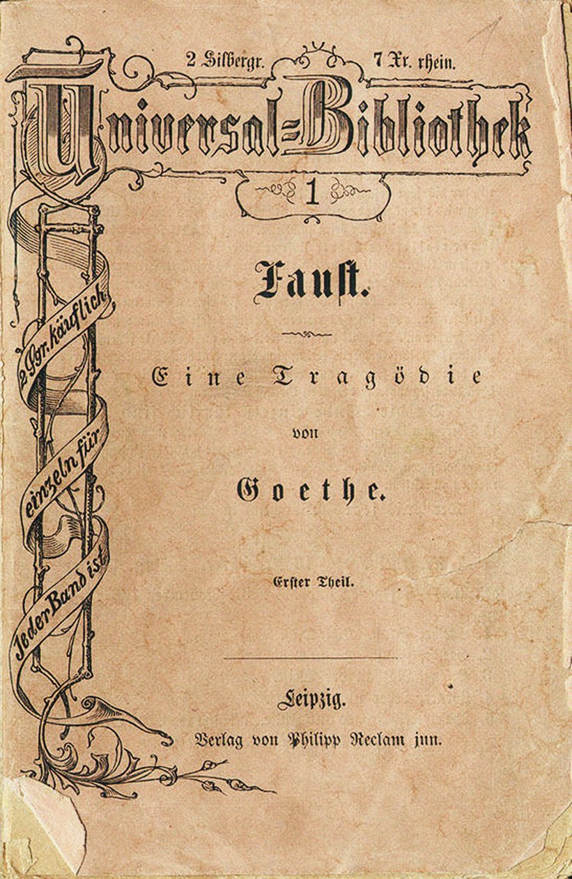Goethes Faust I, den första volymen av Reclams universella bibliotek, kom ut den 10 november av German School