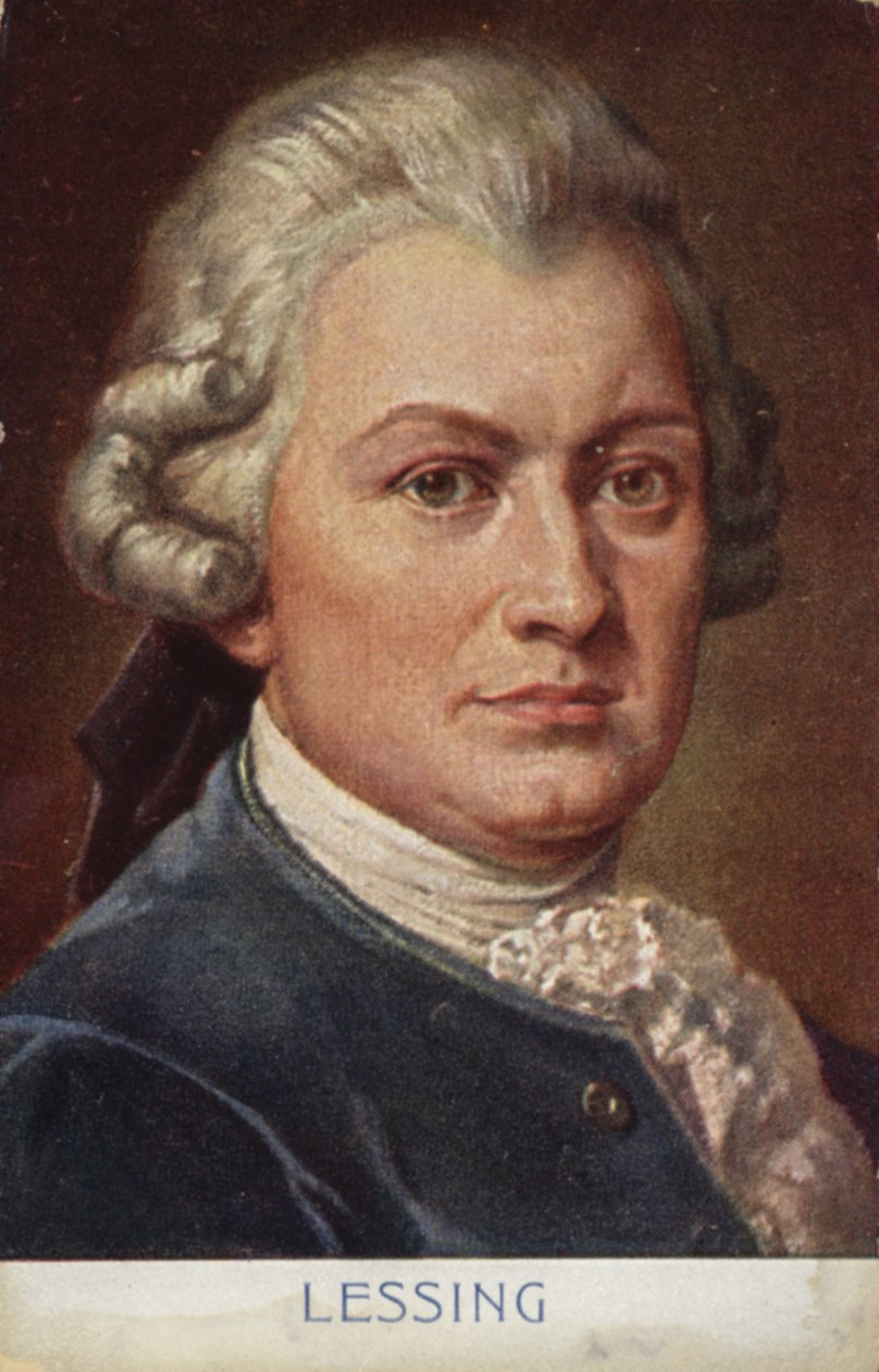Gotthold Ephraim Lessing (1729-1781), tysk författare, filosof och dramatiker (färglitografi) av German School