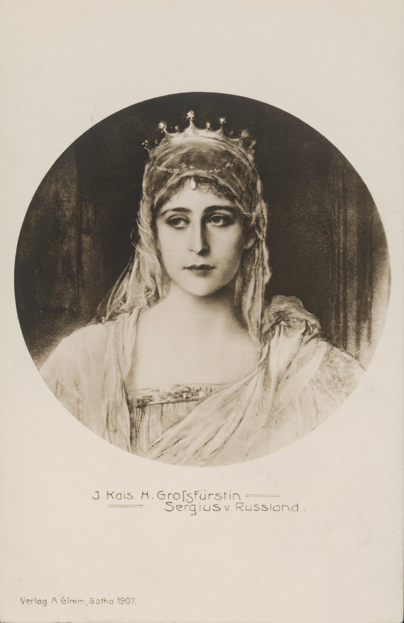 Storhertiginnan Elizabeth Feodorovna, hustru till storhertig Sergei Alexandrovich av Ryssland (lito) av German School