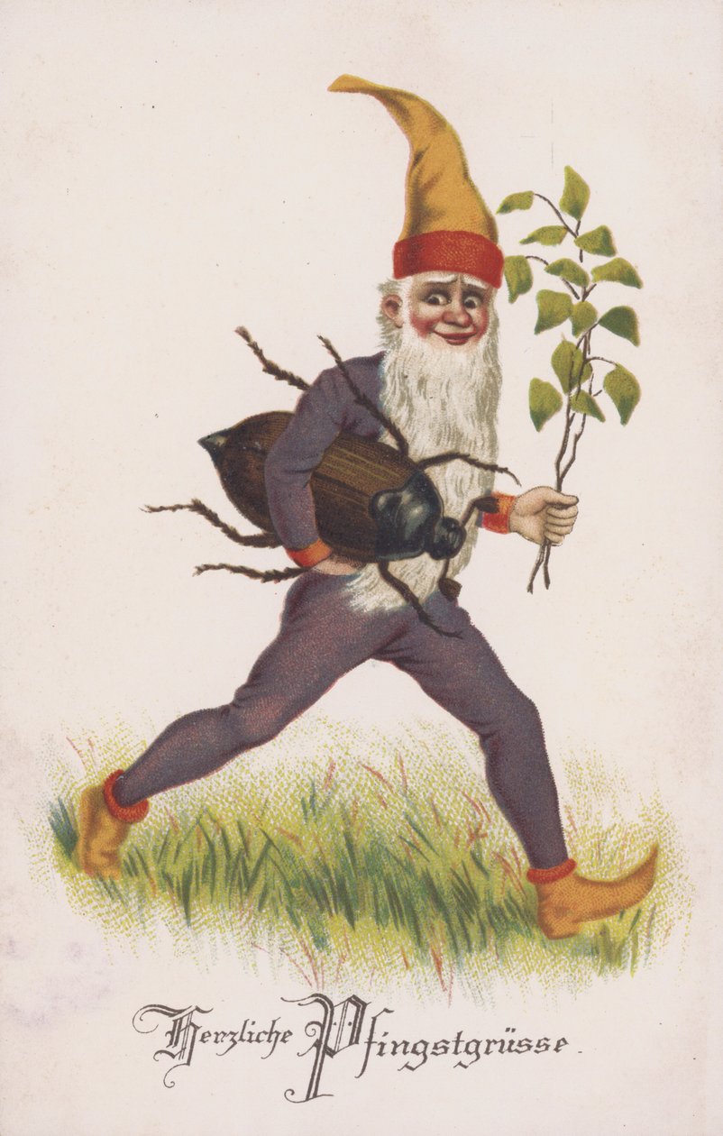 Gratulationskort för att fira pingst eller pingstafton. (chromolitho) av German School
