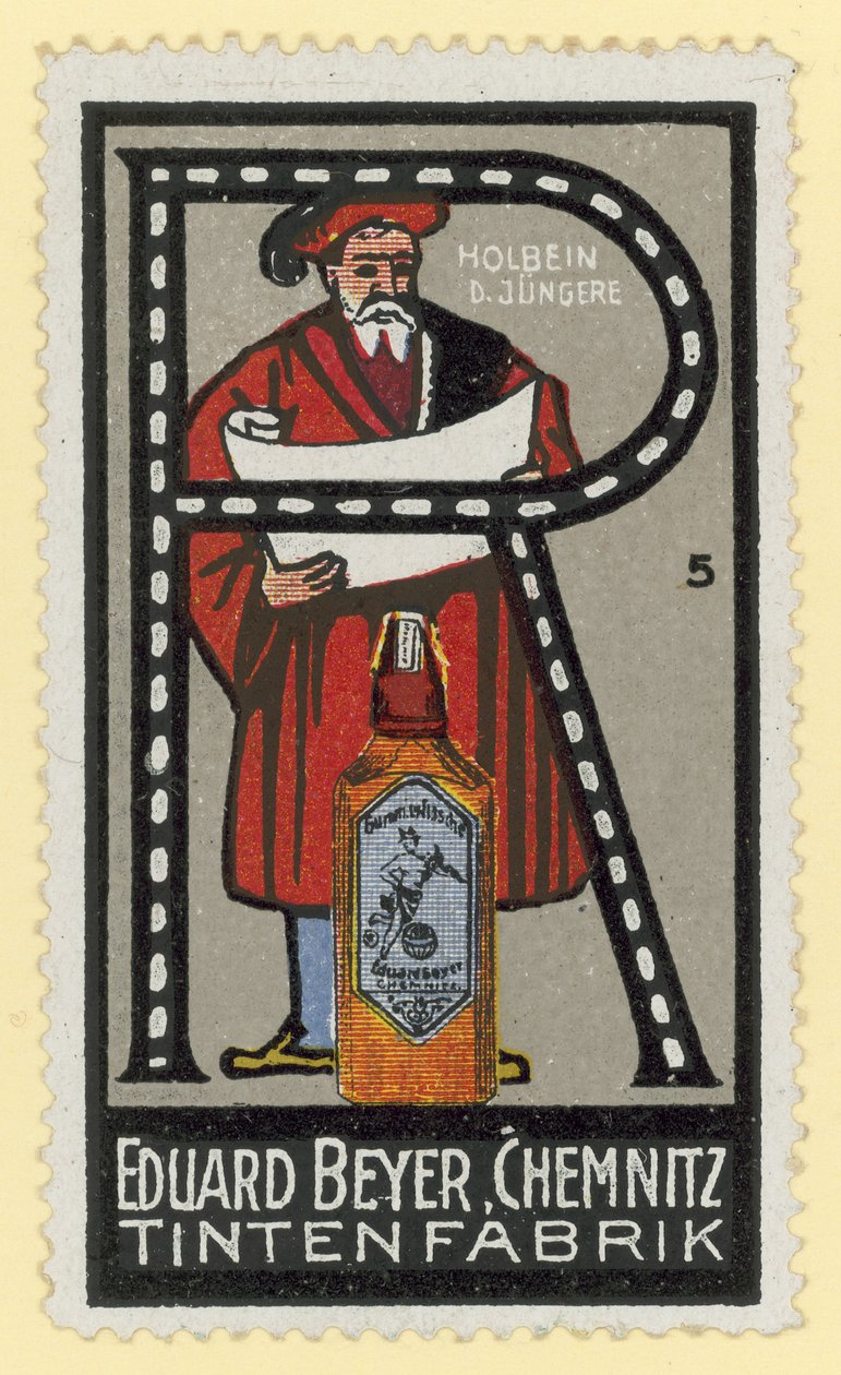 Hans Holbein den yngre, tysk konstnär (färglitografi) av German School