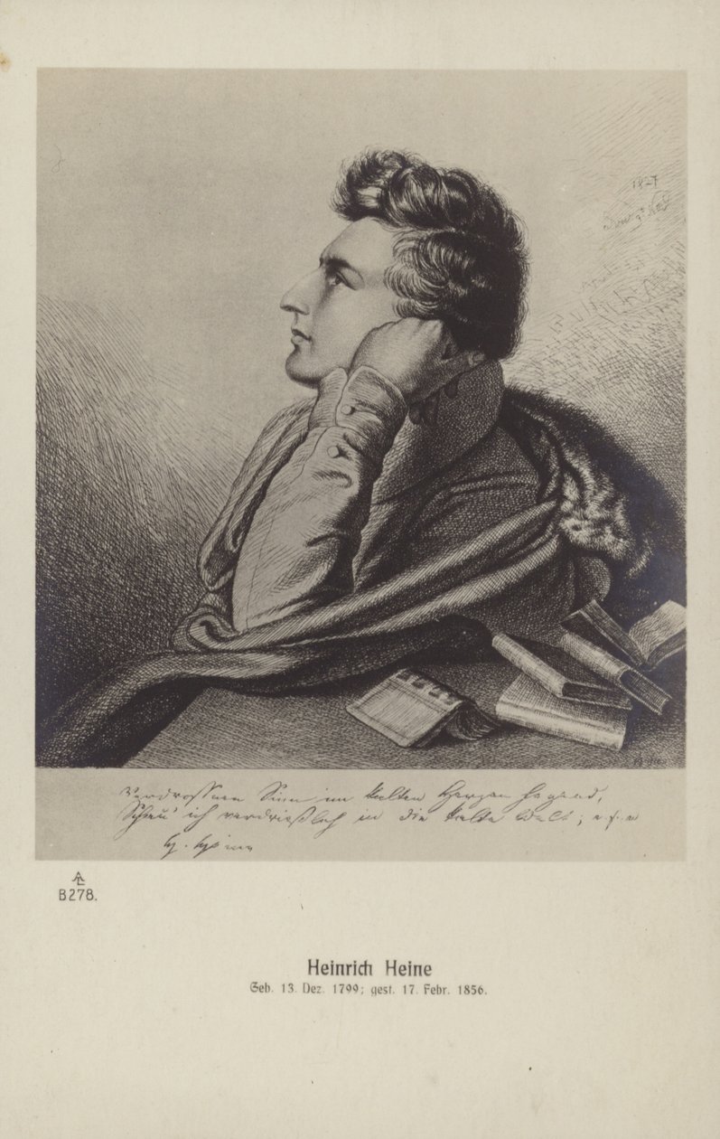 Heinrich Heine (1797-1856), tysk poet (litografi) av German School