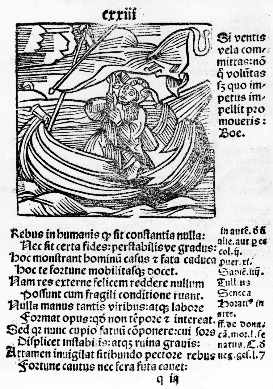 Illustration från Stultifera Mortal Ship av Sebastian Brant, tryckt av Johannes Schenspenger, 1497 (woocut) av German School
