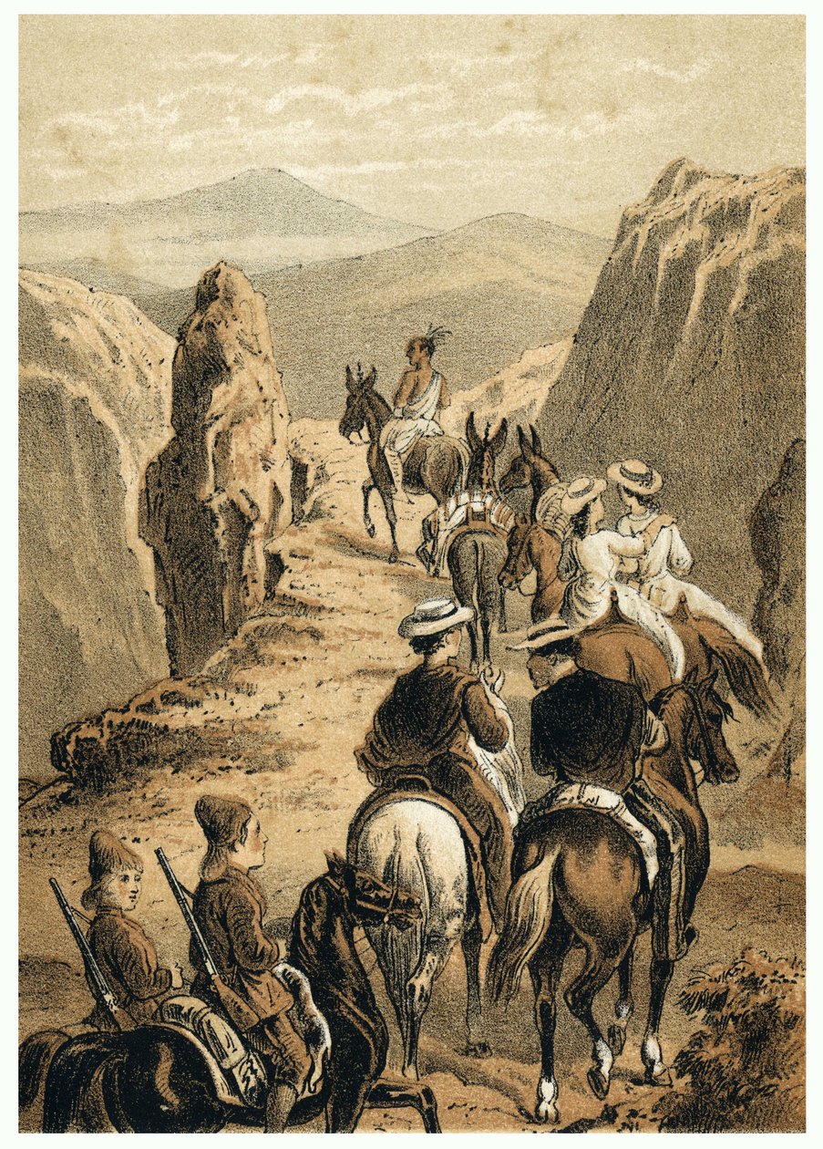 Illustration av erövringen av Amazonas av européer. I "" De Bootslieden der Amazon-River", Karl Muller, Nederländerna av German School