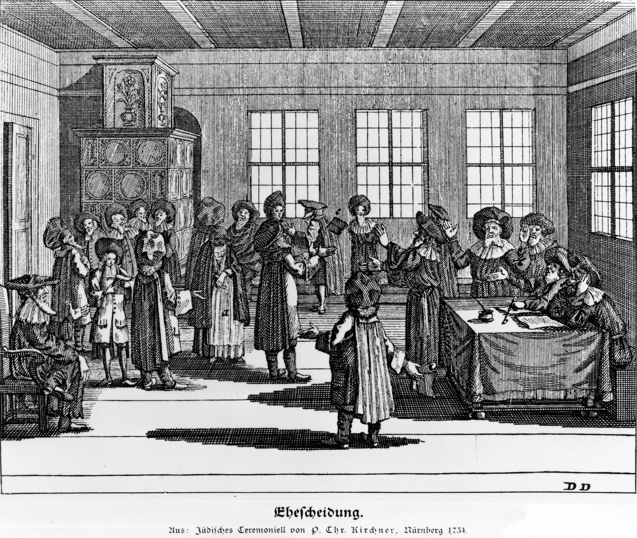Illustration hämtad från den judiska ceremoni, eller beskrivning av dessa bruk av Paul Christian Kirchner, 1724 av German School
