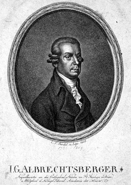 Johann Georg Albrechtsberger (1736-1809) graverad av C.F. Riedel av German School