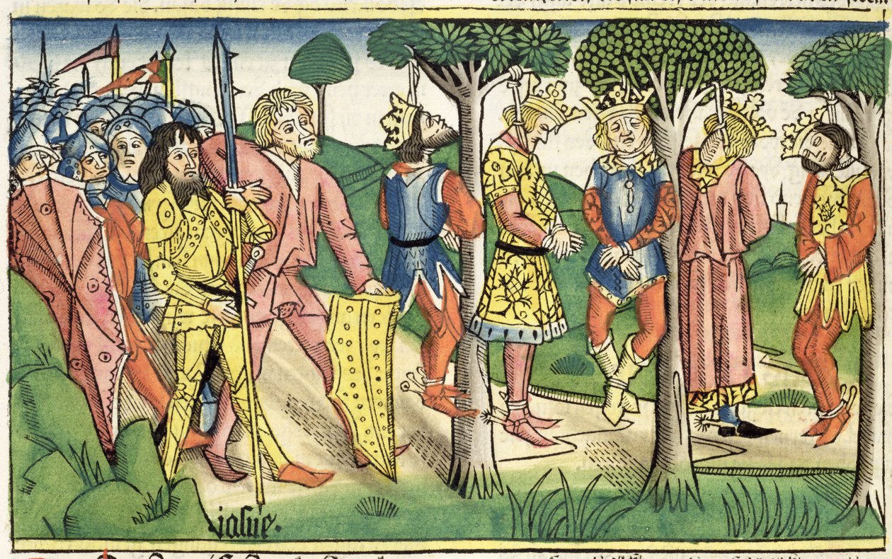 Joshua 10 16-27 Avrättningen av de fem kungarna, från 