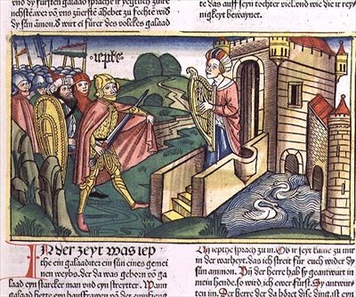 Domare 11 29-40 Jeftas dotter hälsar sin far, från 