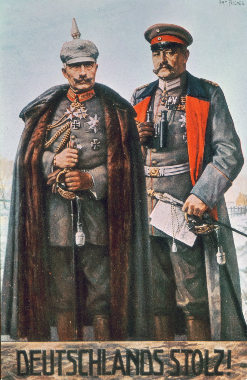 Kaiser Wilhelm II och fältmarskalk Hindenburg av German School