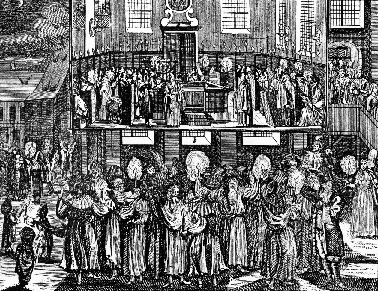 Kiddush Levana av Georg Puschner från Kirchners judiska ceremoni, 1726 av German School