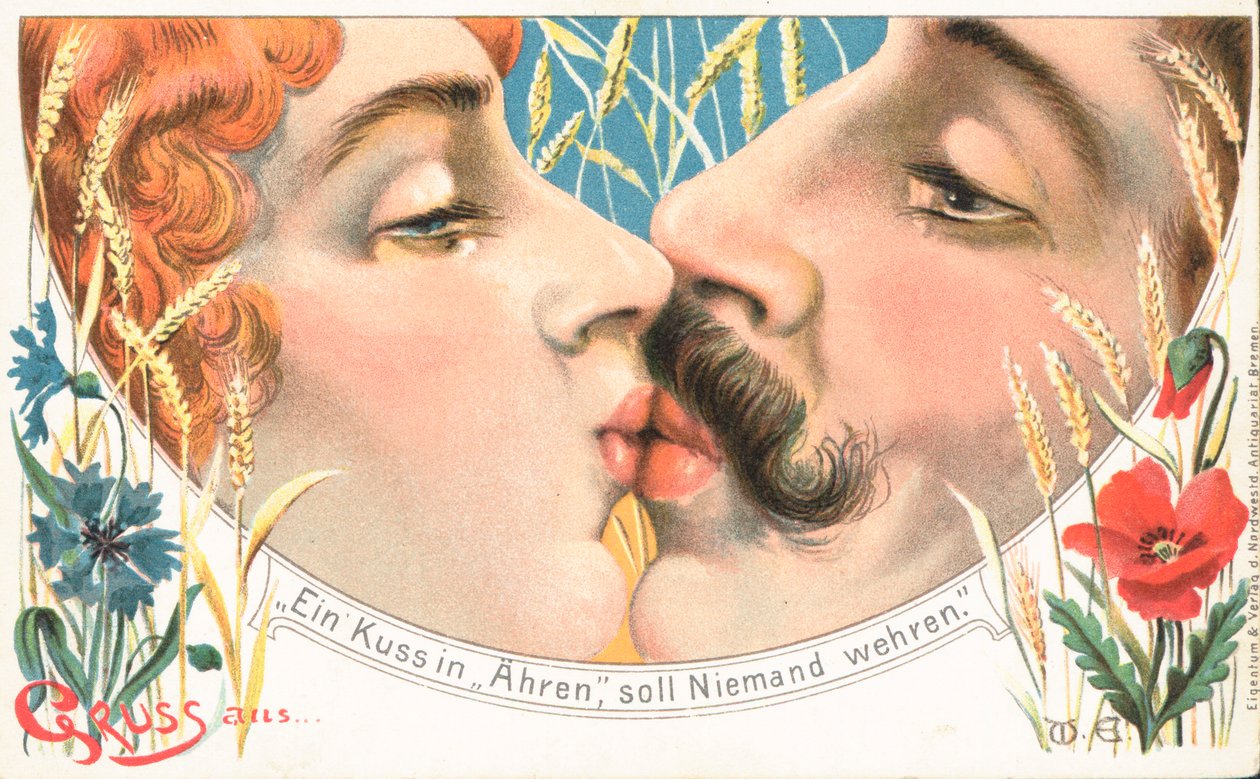 Kiss (färglitografi) av German School