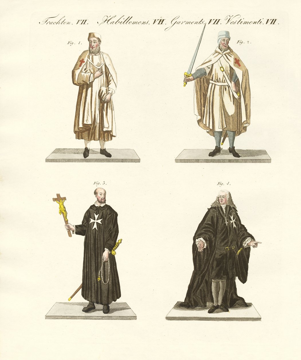 Riddarorder (färgad gravyr) av German School