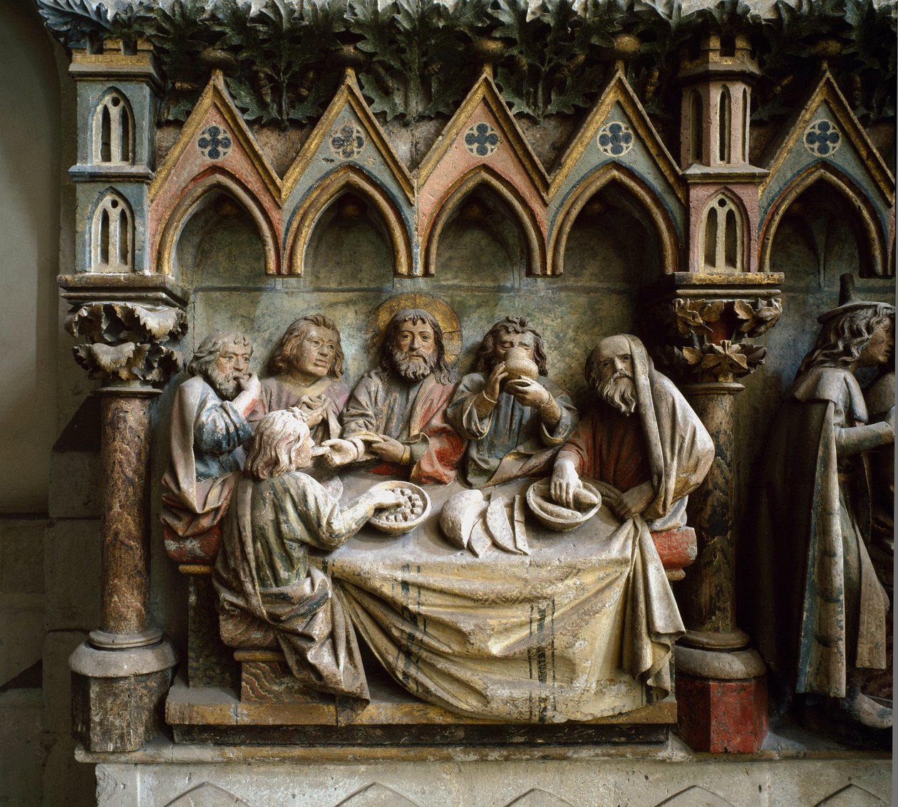 La Cene Högrelief av den tyska skolan på 1200-talet. omkring 1250 Cathedrale of Saint Peter and Paul, Naumburg, Tyskland av German School