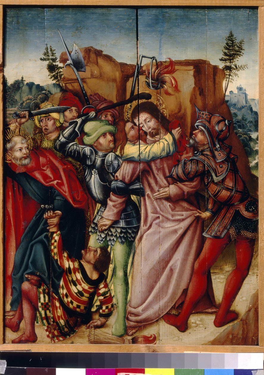 Judaskyssen. Målning av en tysk mästare, olja på trä, tidigt 1500-tal. State A. Pushkin Museum of Fine Arts, Moskva. av German School