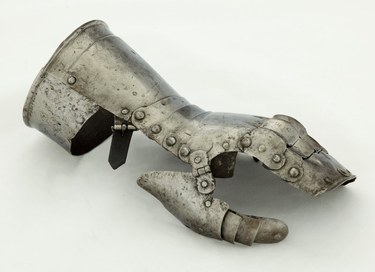 Vänster Gauntlet, ca 1490-1510 (stål och läder) av German School