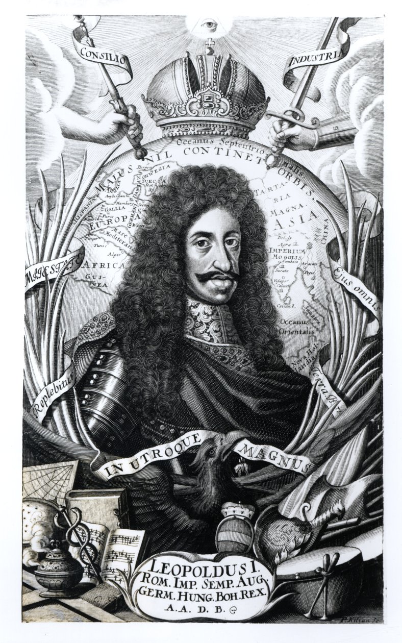 Leopold I (1640-1705), kung av Ungern och den helige romerske kejsaren, graverad av Philipp Kilian (1628-93) av German School