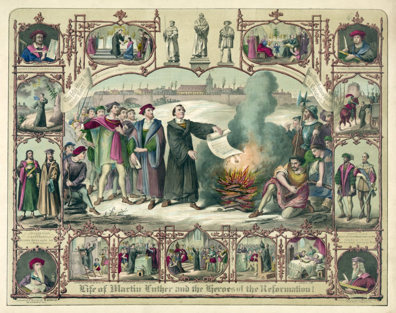 Martin Luthers liv och reformationens hjältar!, pub. 1874. av German School