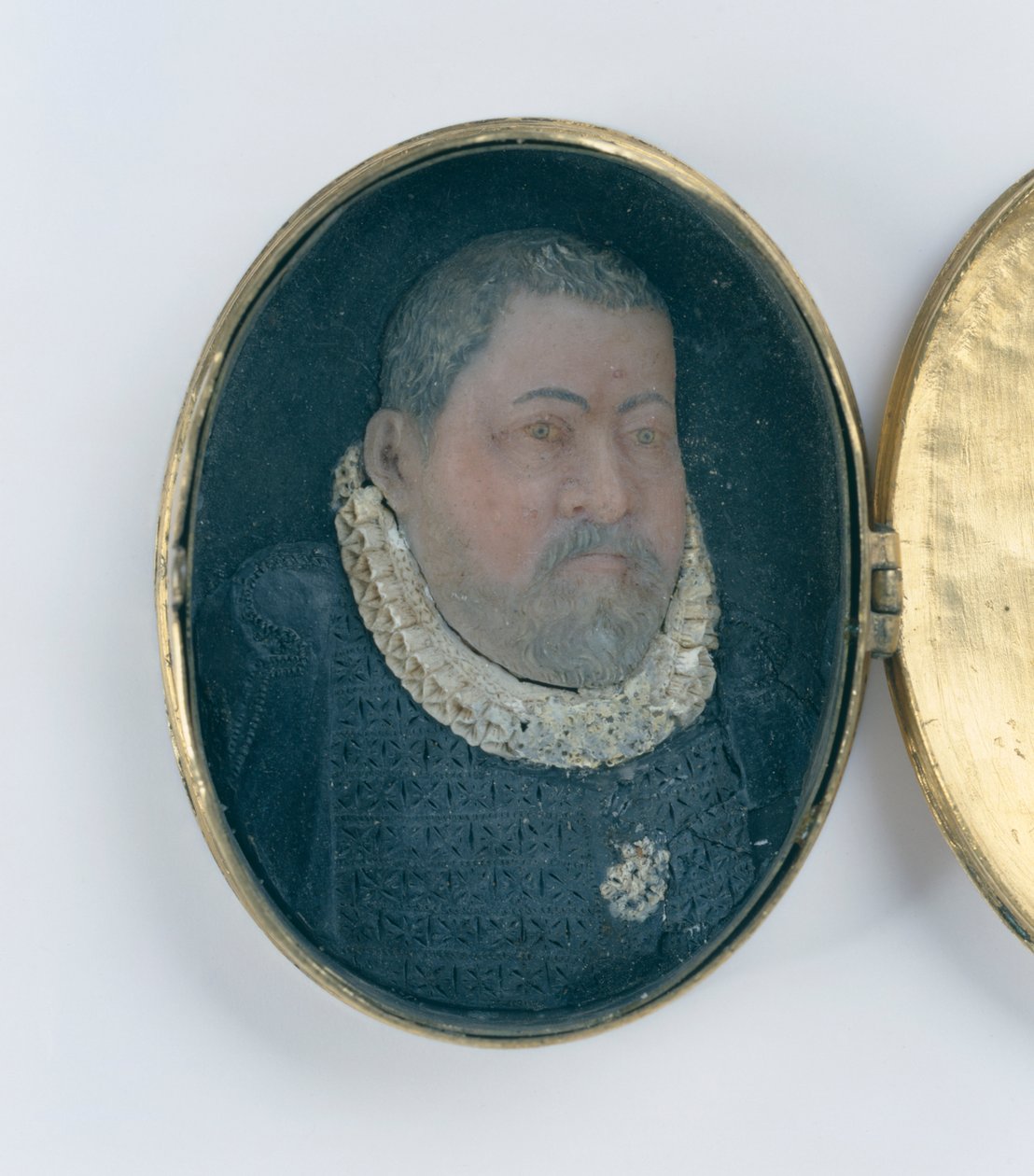 Medaljong innehållande vax miniatyrporträtt av Landgrave Wilhelm IV (förgyllt silver och vax) (detalj av 312102 och 312135) av German School