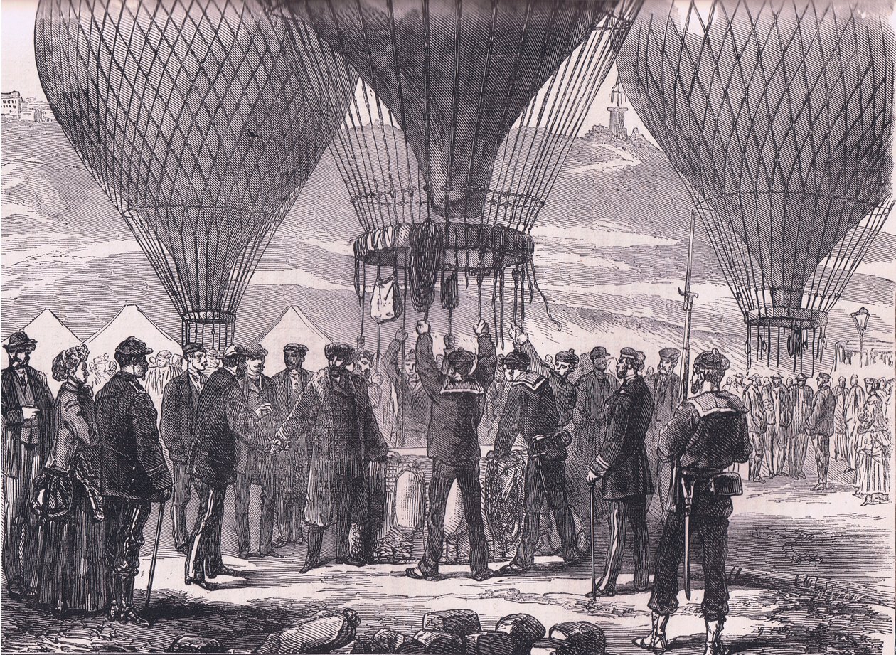 M Gambetta börjar för Tours, Cassells History of the War between France and Germany publicerad av Cassell and Company Limited, ca 1890 (litho) av German School